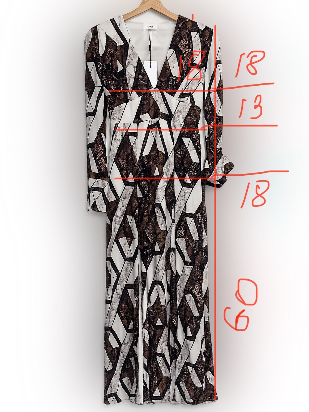 £268 NWT Reiss Loren Snake Print Plunge Maxi Dress Brown US 4 - Picture 12 of 16